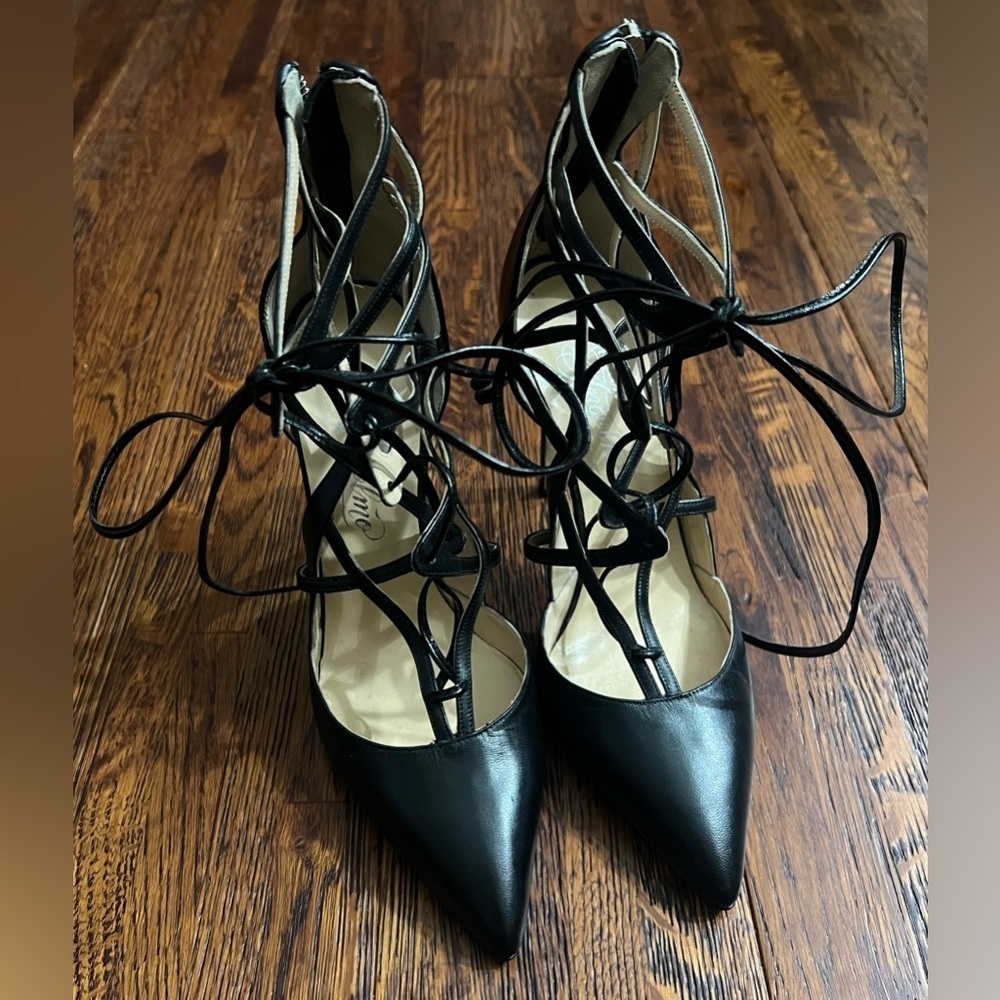 ALEJANDRO INGELMO Specchio Lace Up Heel in Black Size 37 (7)
